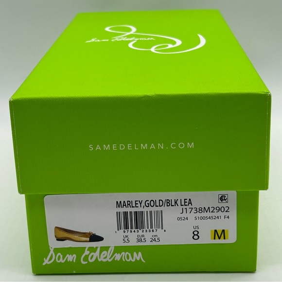 Sam Edelman Marley Gold & Black Cap Toe Ballet Flats Women’s Size 8M Leather NIB - Picture 9 of 10
